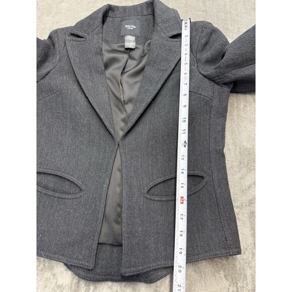 Smythe Les Vestes Wool Blend Cropped Blazer Jacket - Gray, US 2 - Picture 14 of 15